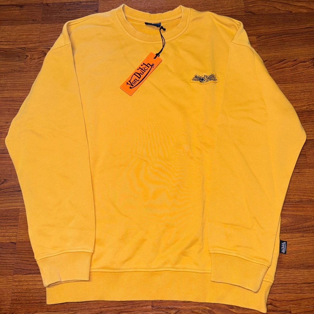 Von Dutch Yellow Crewneck Sweater with Vintage Logo - Picture 3 of 5